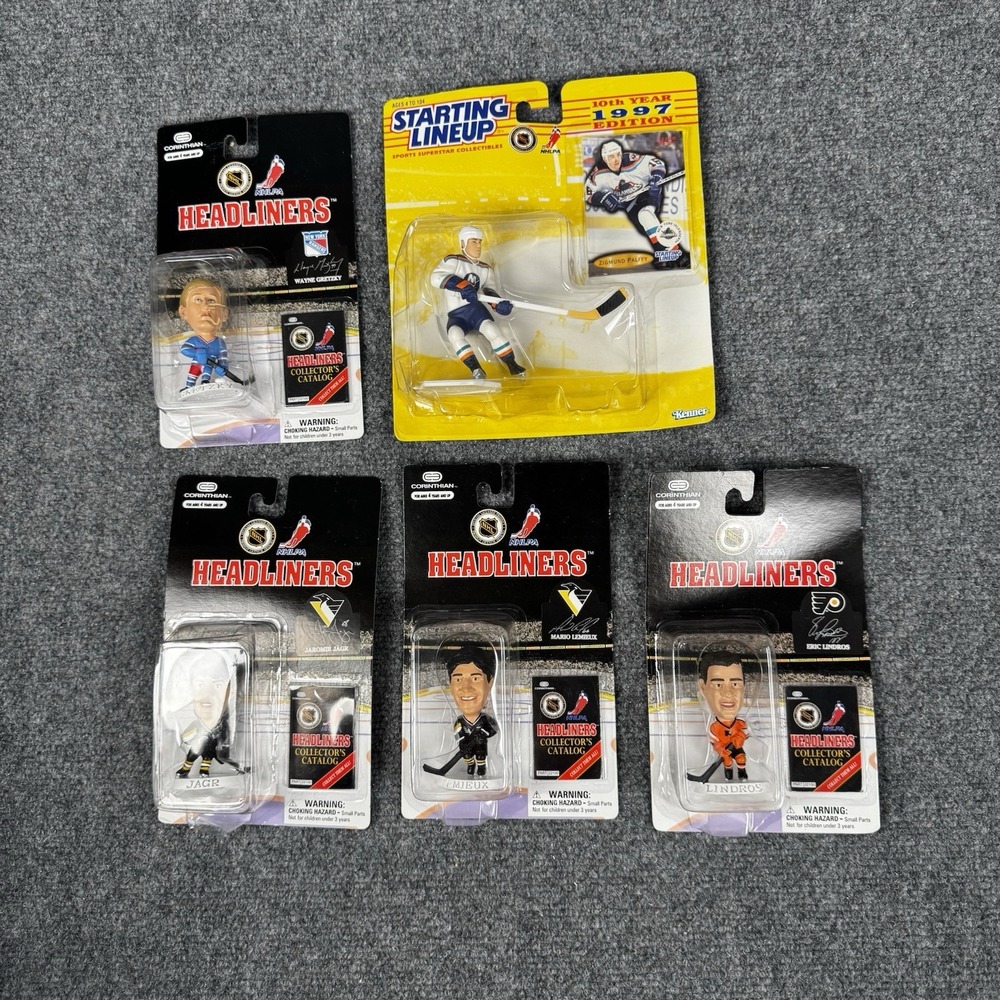 Vintage NHL Figure Lot 1996 1997 Gretzky Lemieux Jagr Lindros Palffy SLU